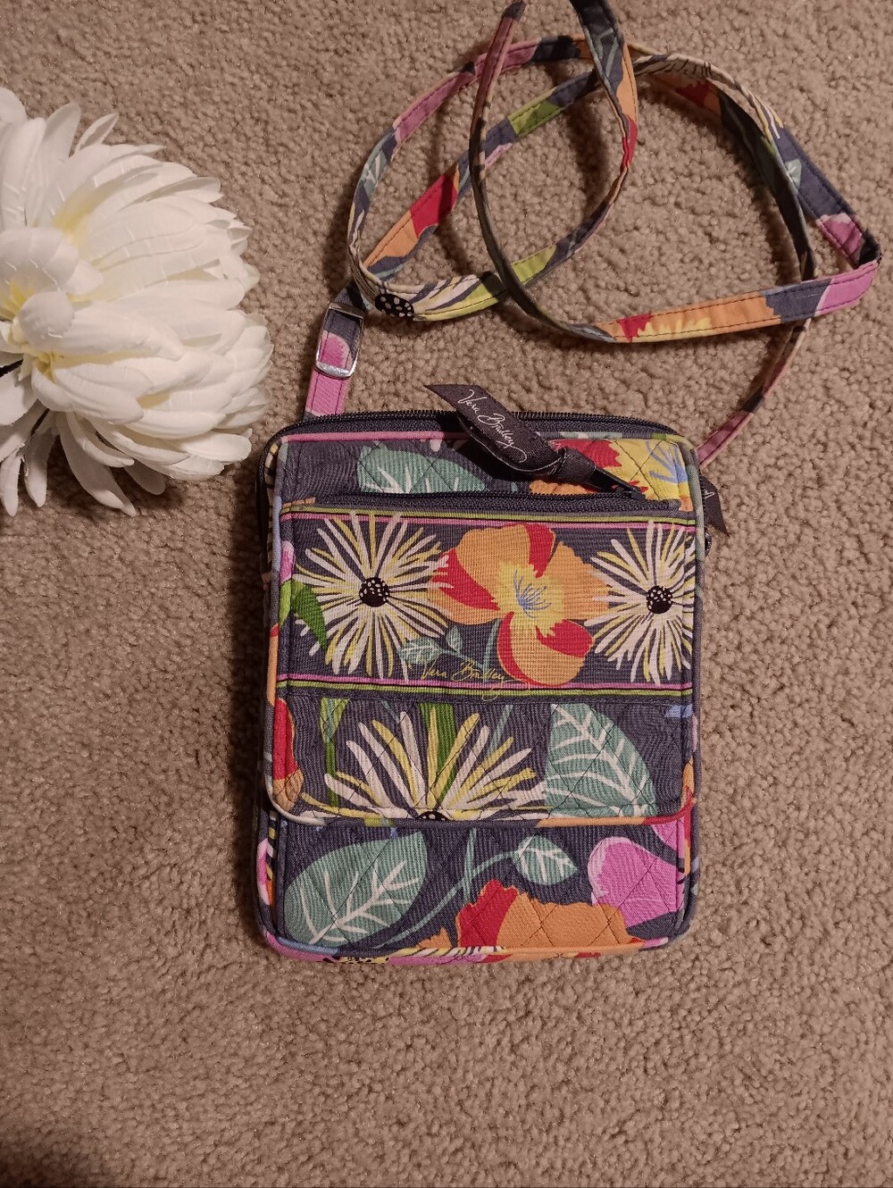 Vera Bradley Navy Floral Crossbody Mini Bag.